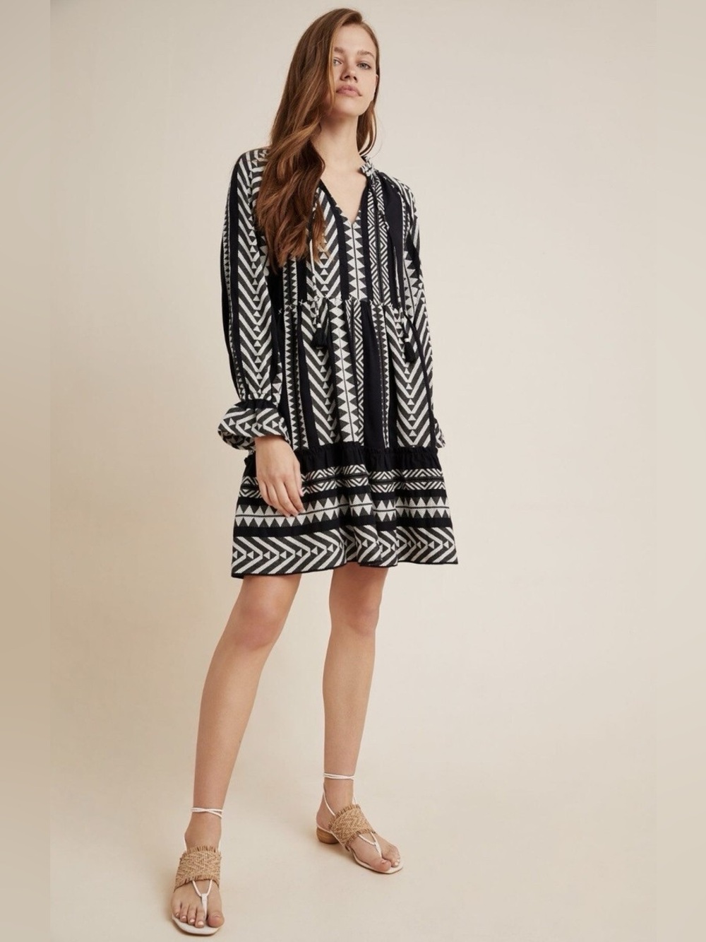 Anthropologie Black & White Geometric Mini Dress